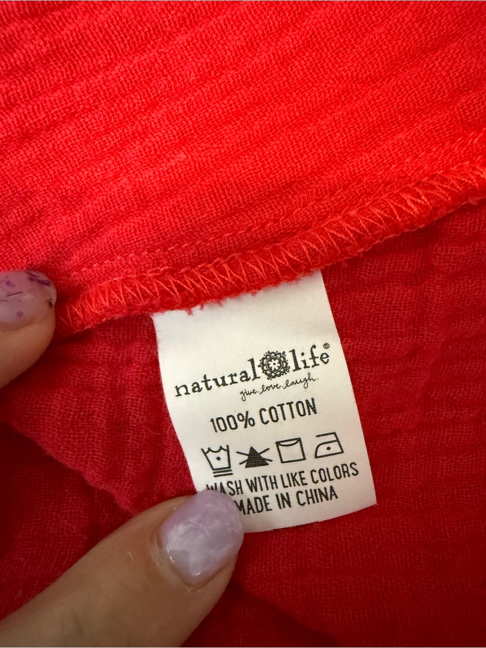 Natural Life Tricia Pink Red Cotton Gauze Midi Dress Colorblock Fairy Boho Med - Picture 12 of 12